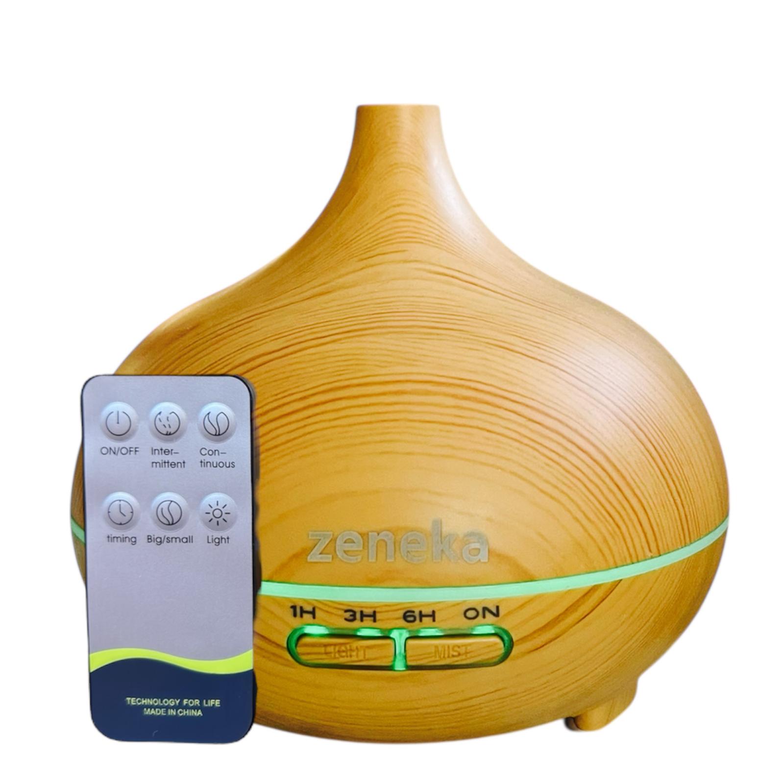 Difusor aceites Esenciales 500ml Ultrasónico LED 7 Colores, Diseño Madera Clara