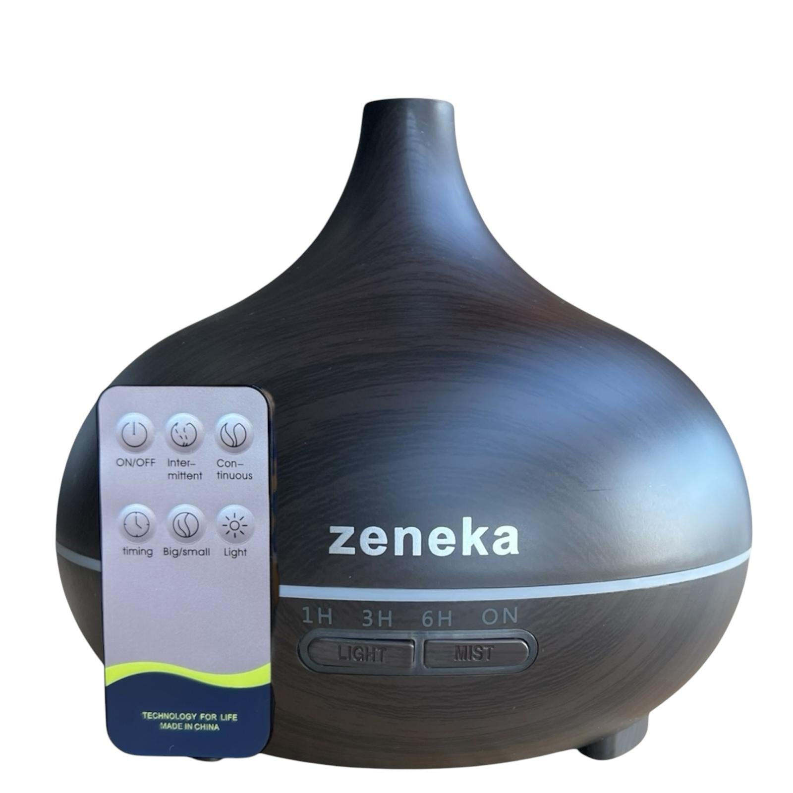 Difusor aceites Esenciales 500ml Ultrasónico LED 7 Colores, Diseño Madera Oscura